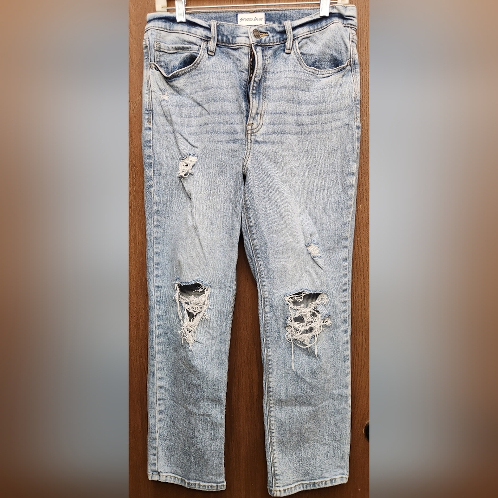 Studio Blue Light Blue Distressed Boyfriend Jeans